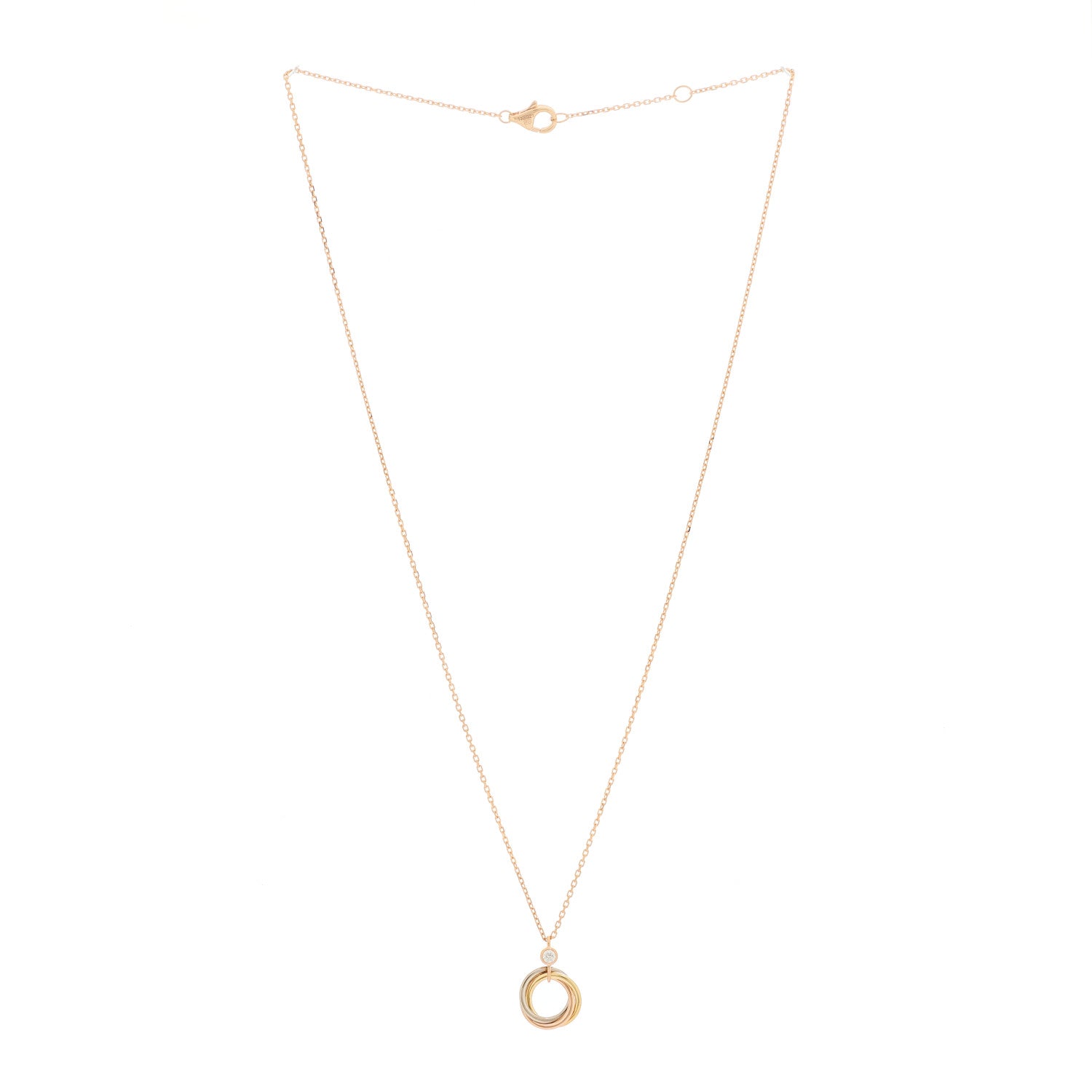Cartier 18K Pink Yellow White Gold Diamond Trinity Pendant Necklace 3 of 4