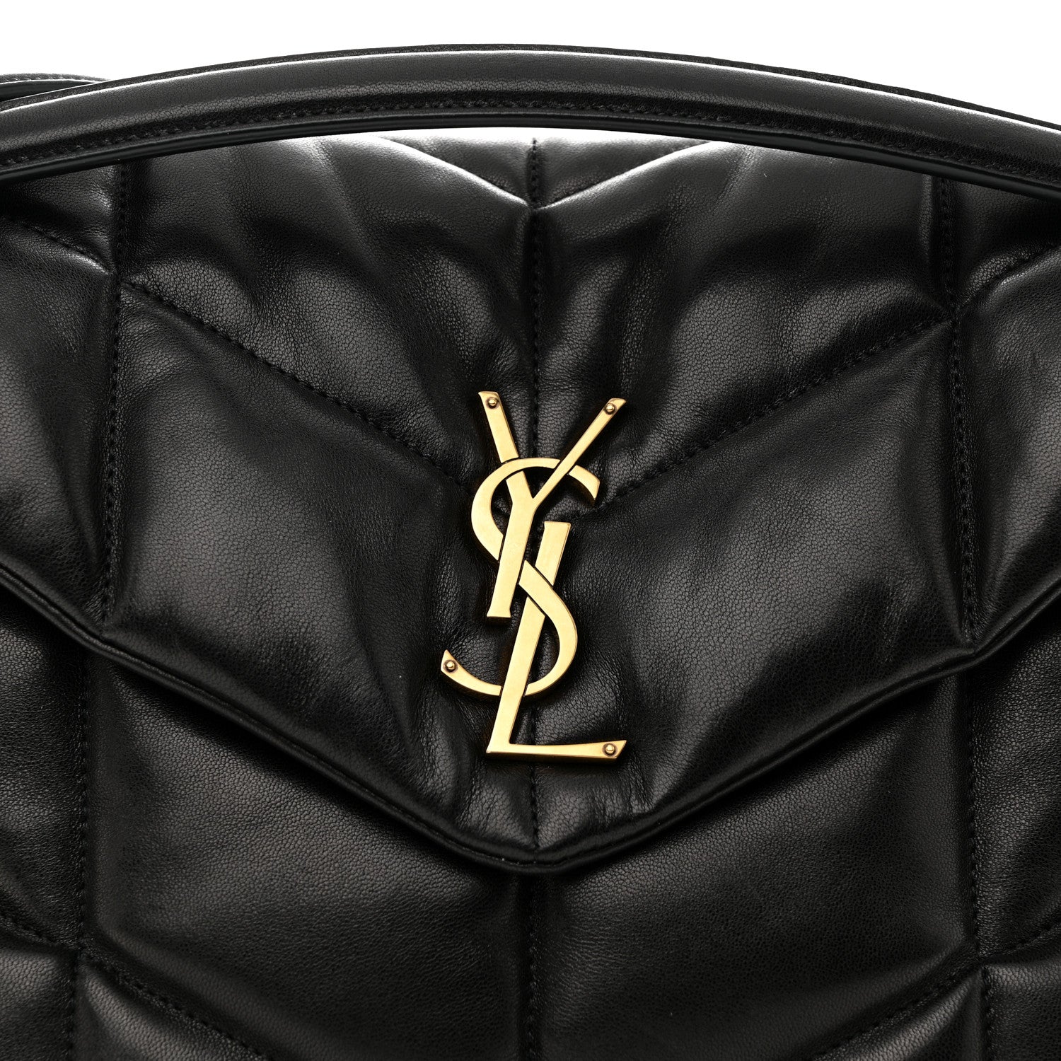 Saint Laurent Lambskin Quilted Medium Loulou Puffer Monogram Chain Satchel Black 8 of 10