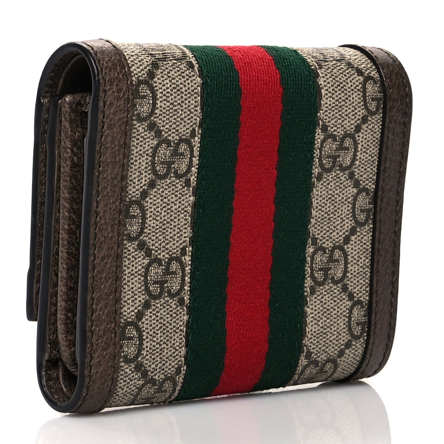 GG Supreme Monogram Web Ophidia French Flap Wallet Beige New Acero