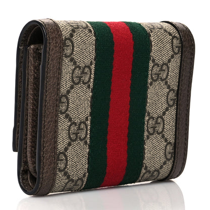 Gucci GG Supreme Monogram Web Ophidia French Flap Wallet Beige New Acero 3 of 8