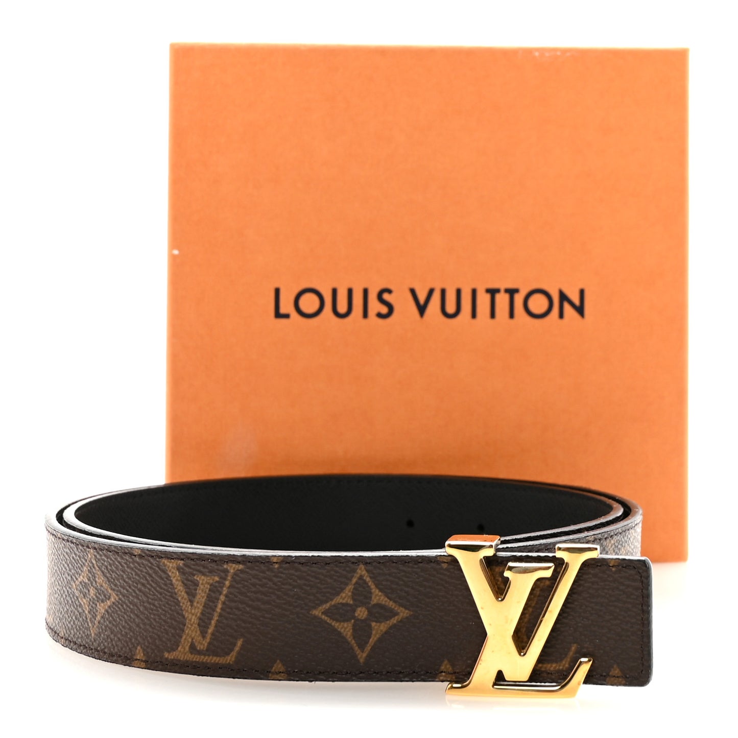 Calfskin Monogram 30mm LV Initiales Reversible Belt 90 36 Black