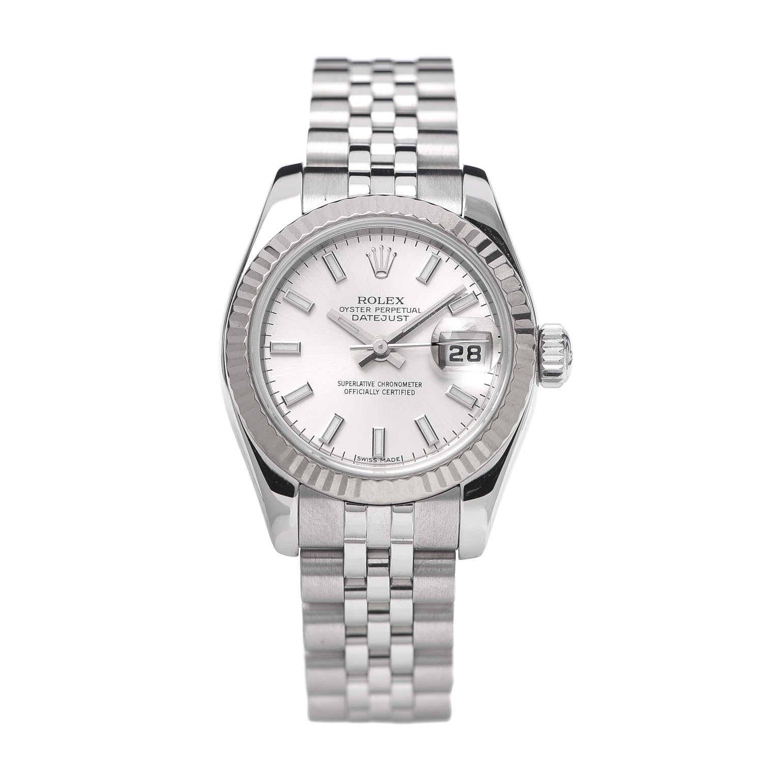 Rolex Stainless Steel 18K White Gold 26mm Oyster Perpetual Datejust Watch Silver 179174 1 of 6