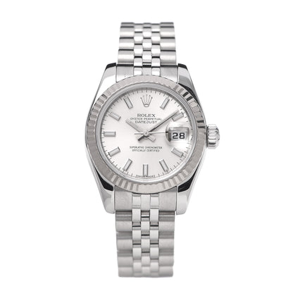 Rolex Stainless Steel 18K White Gold 26mm Oyster Perpetual Datejust Watch Silver 179174 1 of 6