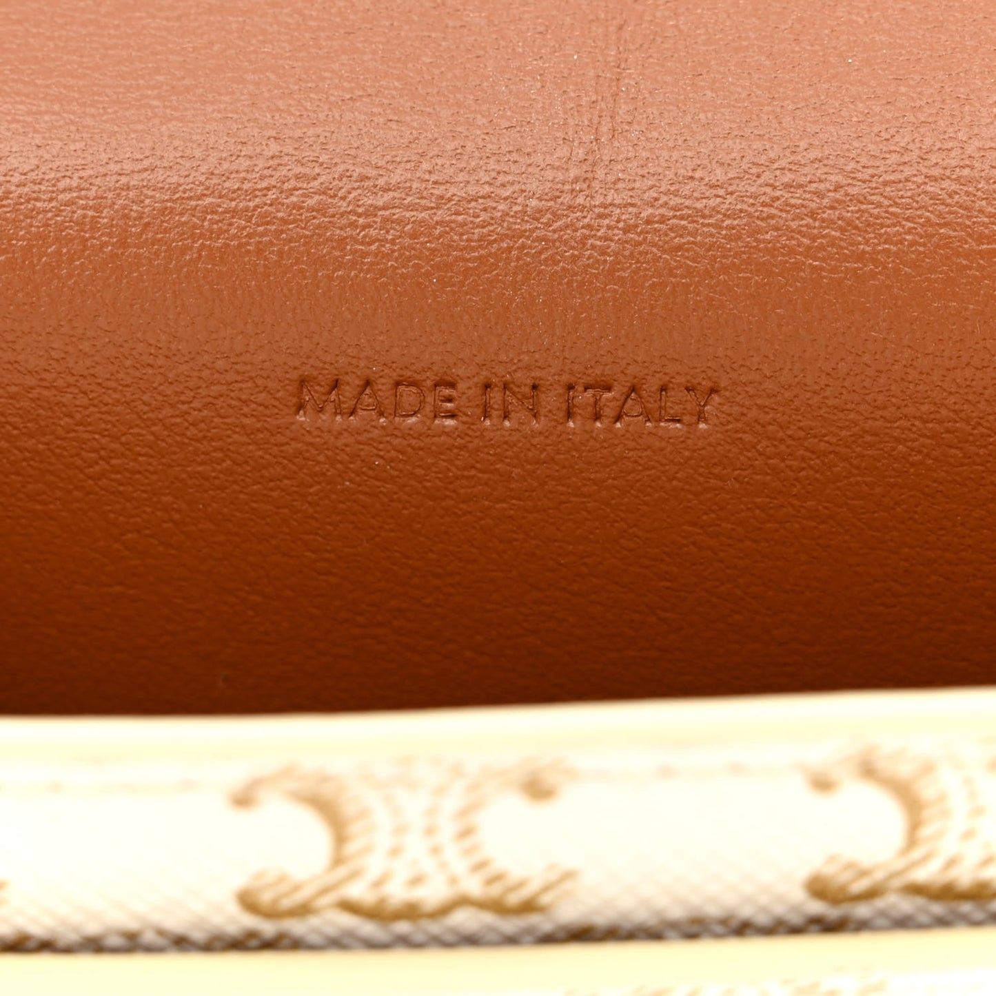 Triomphe Canvas Lambskin Phone Pouch With Flap White Tan