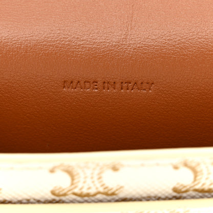 Celine Triomphe Canvas Lambskin Phone Pouch With Flap White Tan 6 of 10