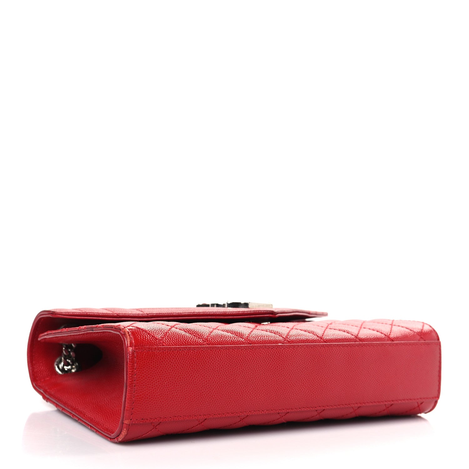 Saint Laurent Grain De Poudre Textured Mixed Matelasse Triquilt Medium Monogram Satchel New Red 4 of 12