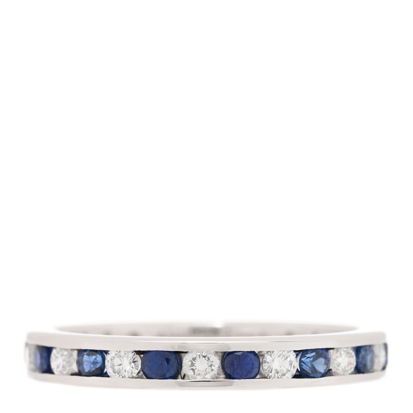 Platinum Diamond Blue Sapphire Eternity Band Ring 56 7.5