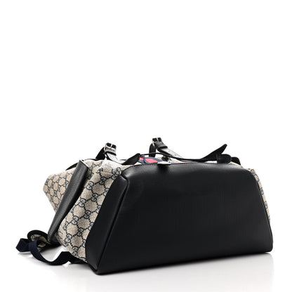 Gucci GG Supreme Monogram Medium Ophidia Double Buckle Backpack Beige Blue Black 4 of 11