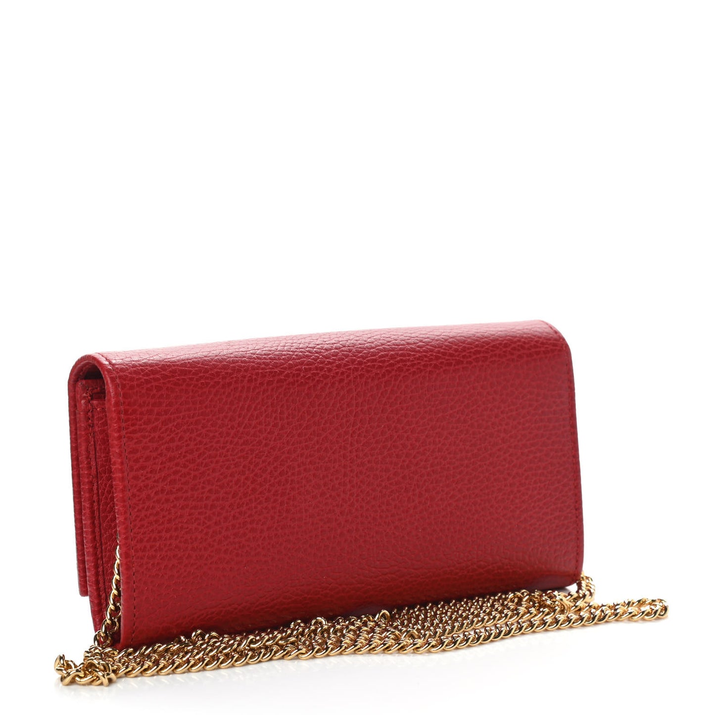 Dollar Calfskin Petite GG Marmont Wallet Chain Bag Hibiscus Red
