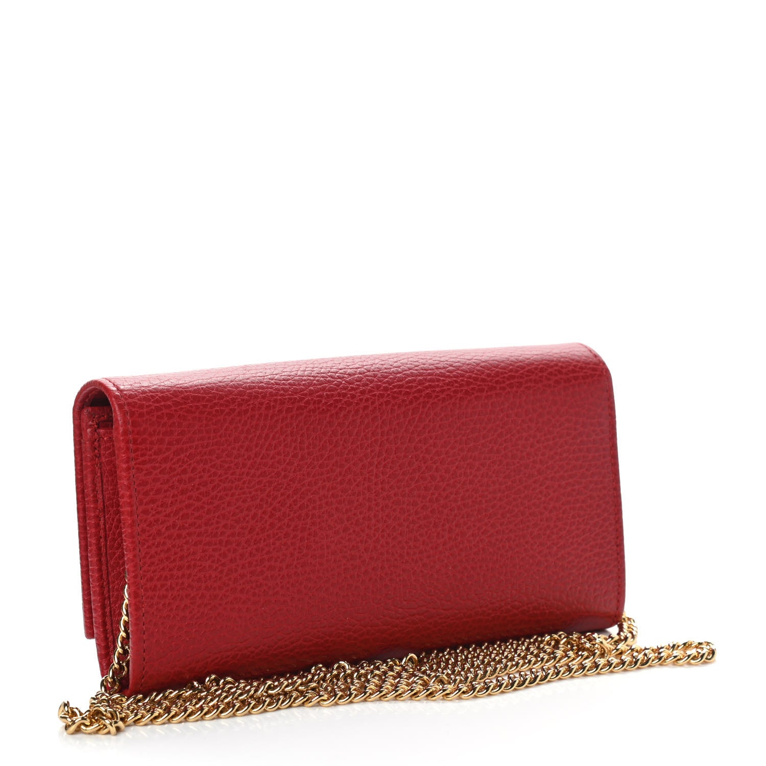 Gucci Dollar Calfskin Petite GG Marmont Wallet Chain Bag Hibiscus Red 2 of 10