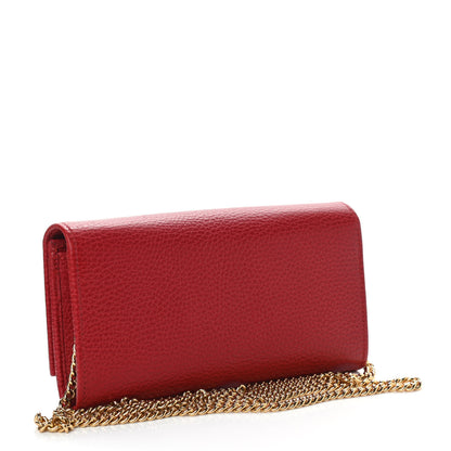 Gucci Dollar Calfskin Petite GG Marmont Wallet Chain Bag Hibiscus Red 2 of 10