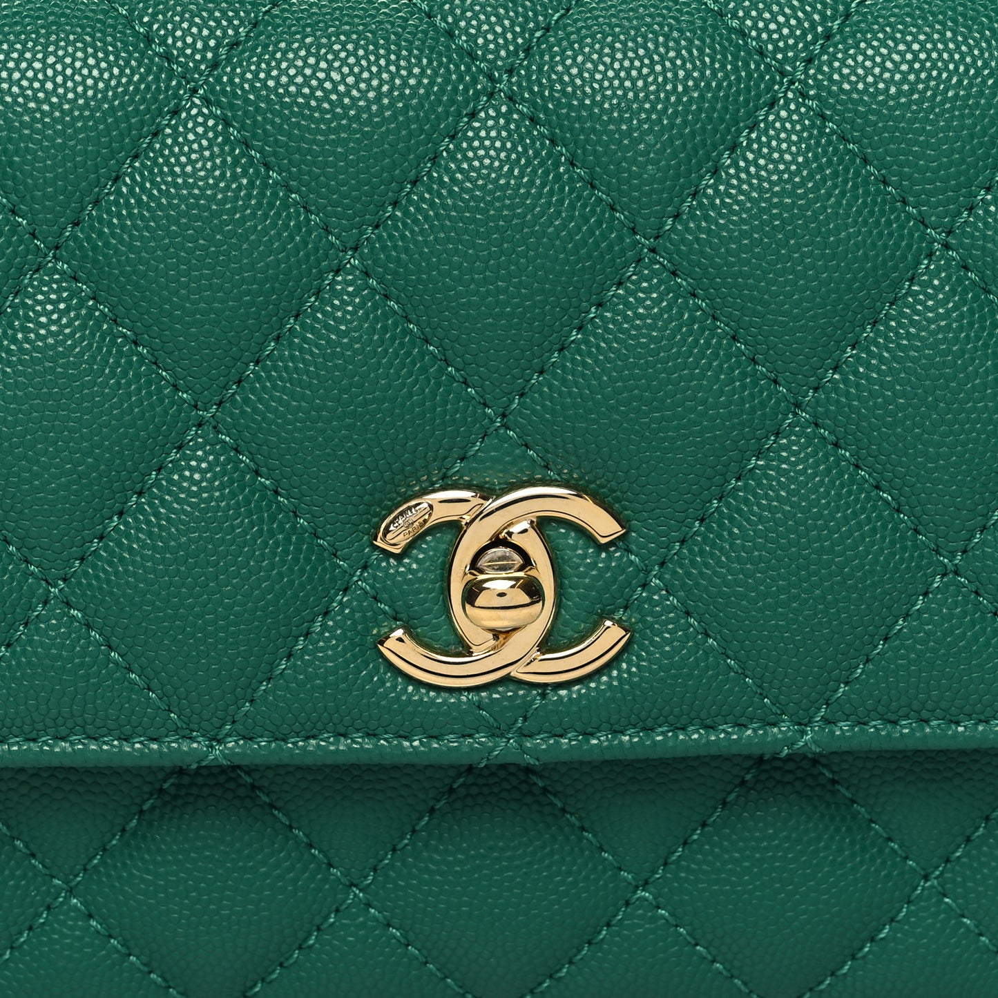 Caviar Quilted Mini Coco Handle Flap Green