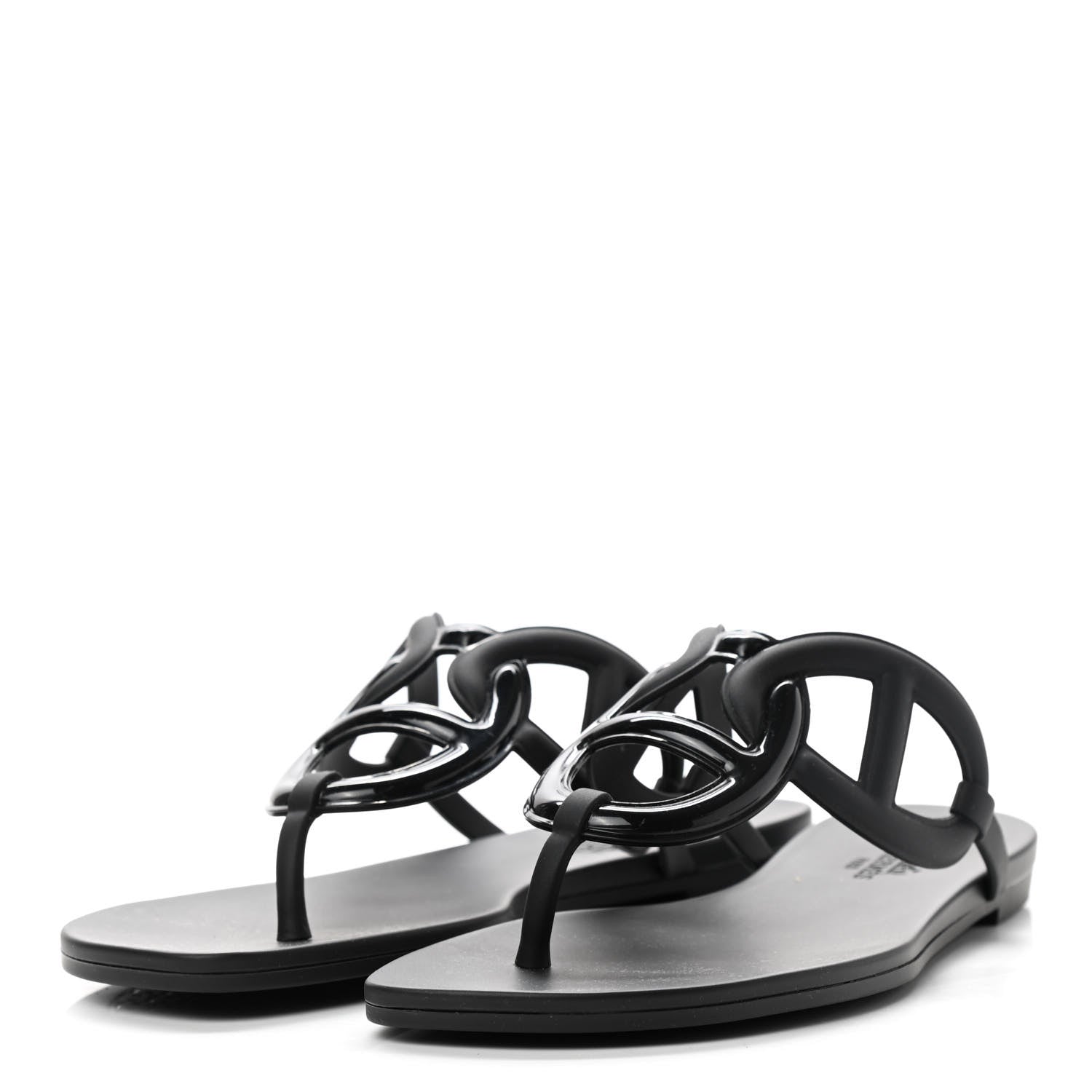 Hermes Rubber Womens Egerie Sandals 38 Black 3 of 8