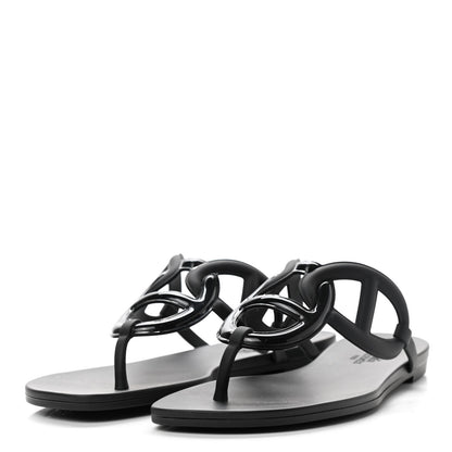 Hermes Rubber Womens Egerie Sandals 38 Black 3 of 8