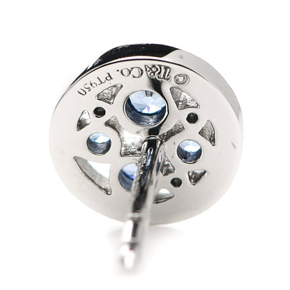 Tiffany Platinum Diamond Blue Sapphire Cobblestone Stud Earrings 4 of 6