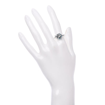David Yurman Sterling Silver Diamond Blue Topaz 10mm Cable Wrap Ring 54 7 2 of 5