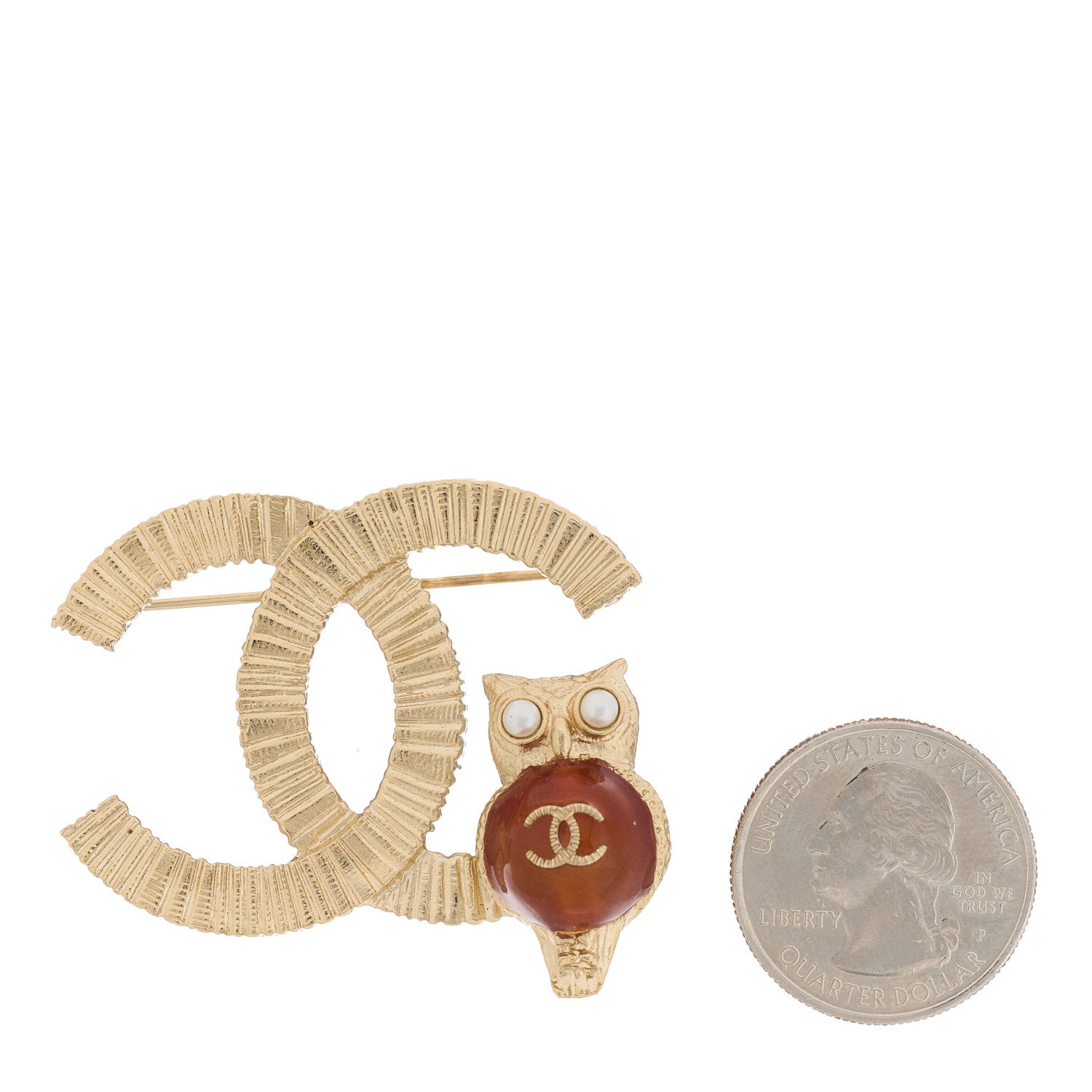Chanel CC Owl Brooch Gold 2 of 5