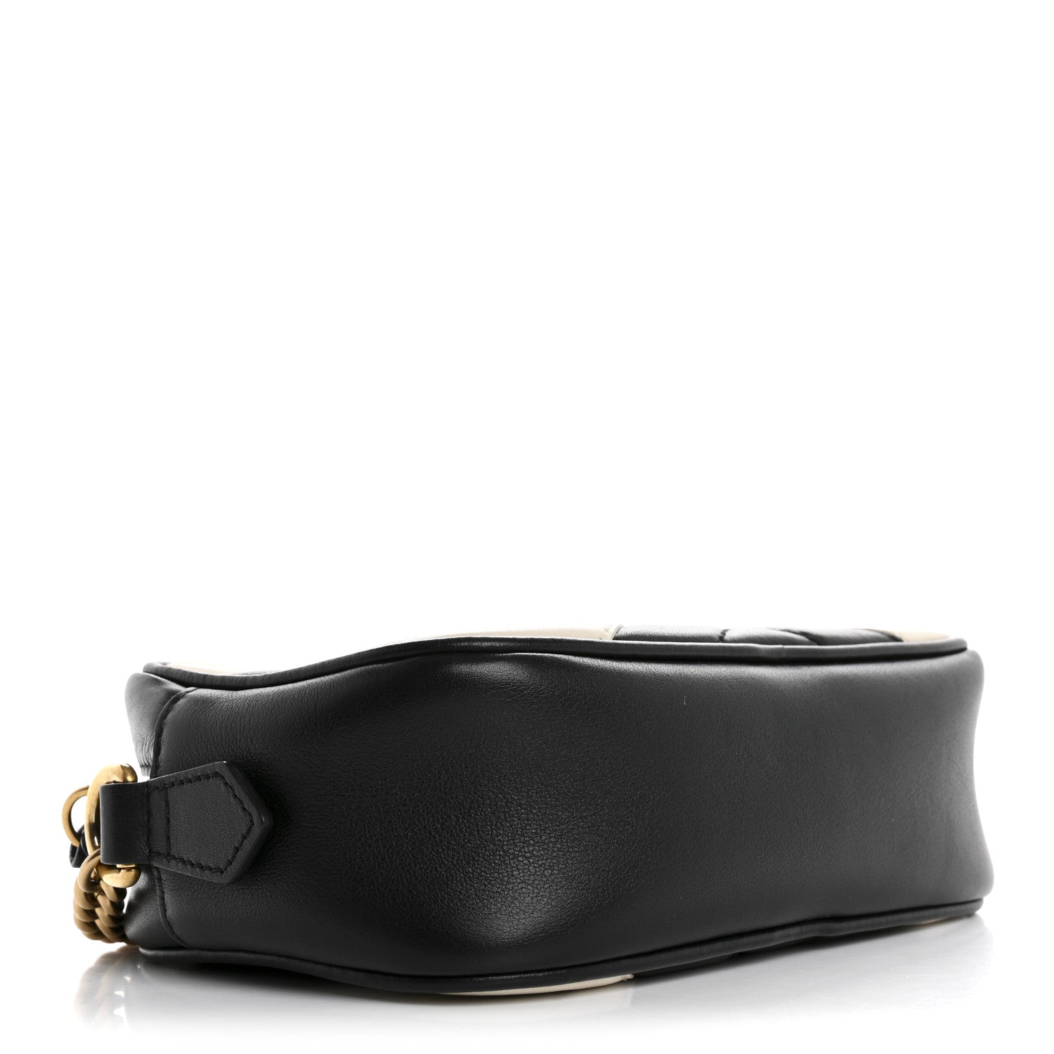 Gucci Calfskin Matelasse Mini GG Marmont Chain Shoulder Bag Black White 4 of 14