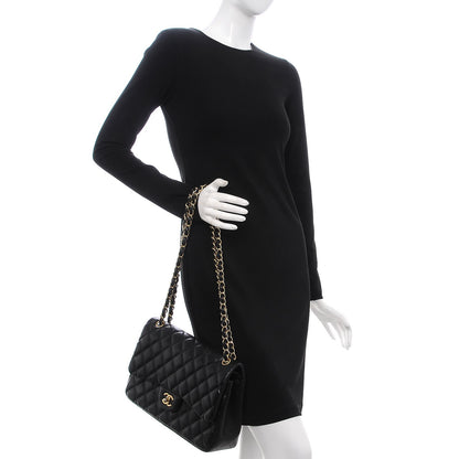 Chanel Lambskin Quilted Jumbo Double Flap Black 3 of 12