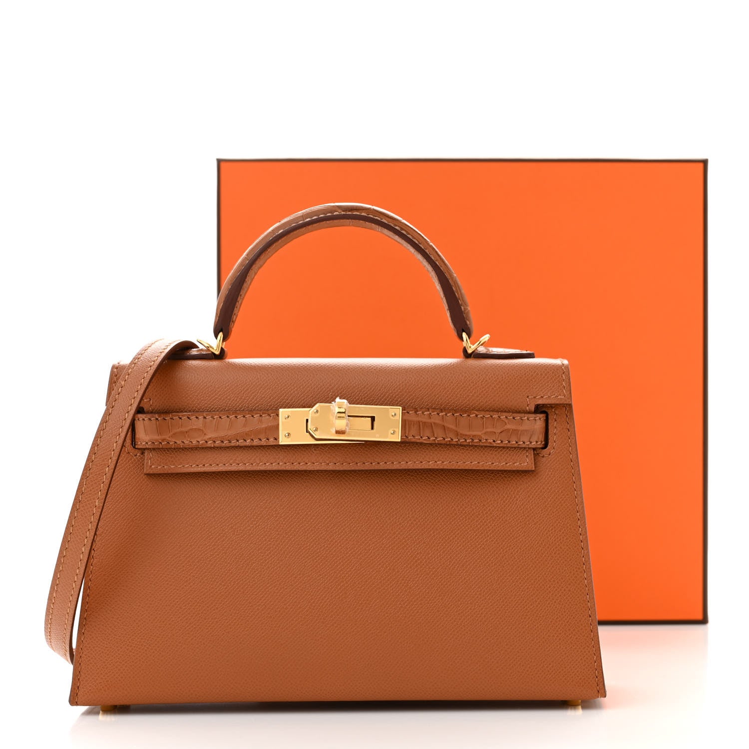 Hermes Madame Calfskin Matte Alligator Mini Kelly Sellier Touch 20 Gold 10 of 10