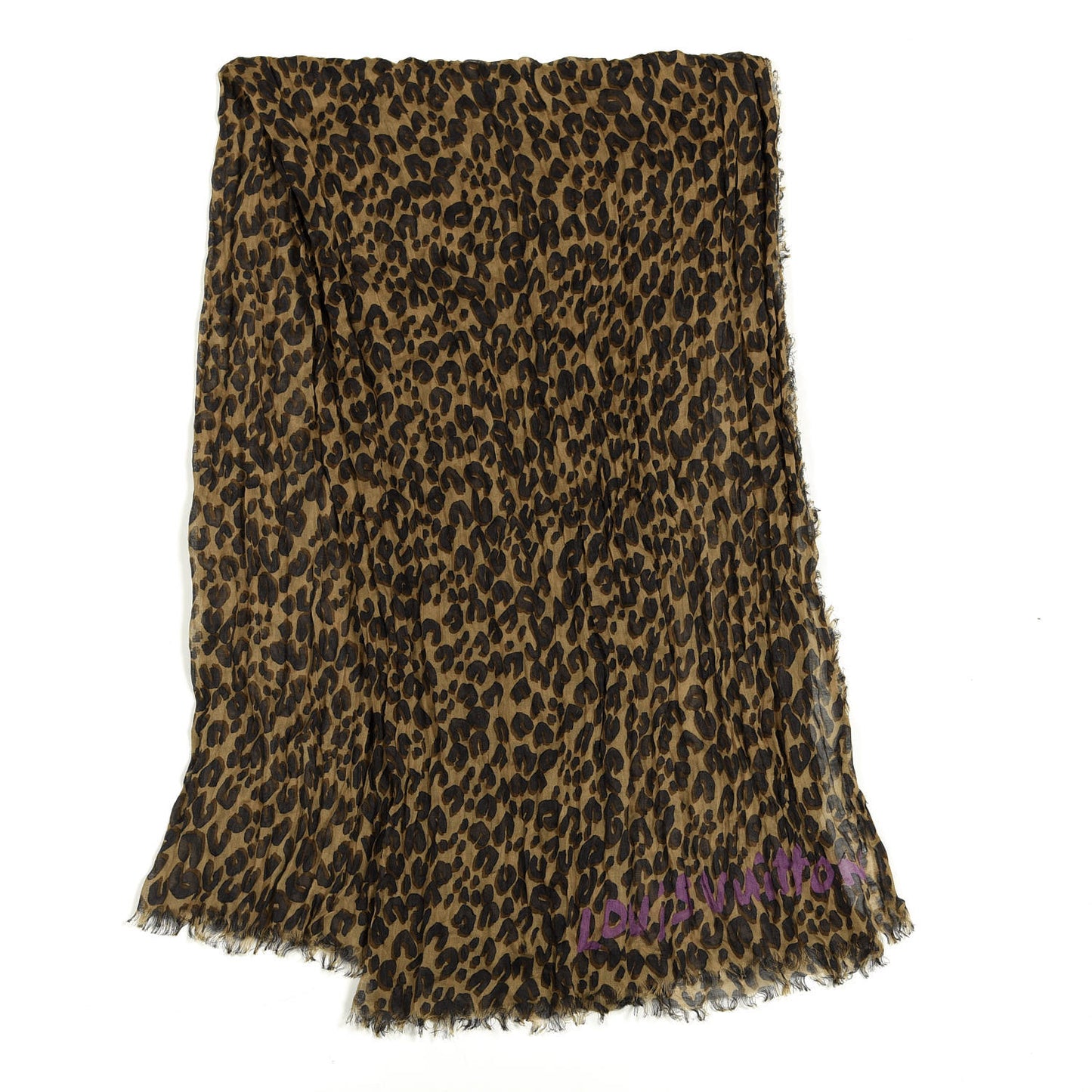 Cashmere Silk Leopard Etole Stole Marron