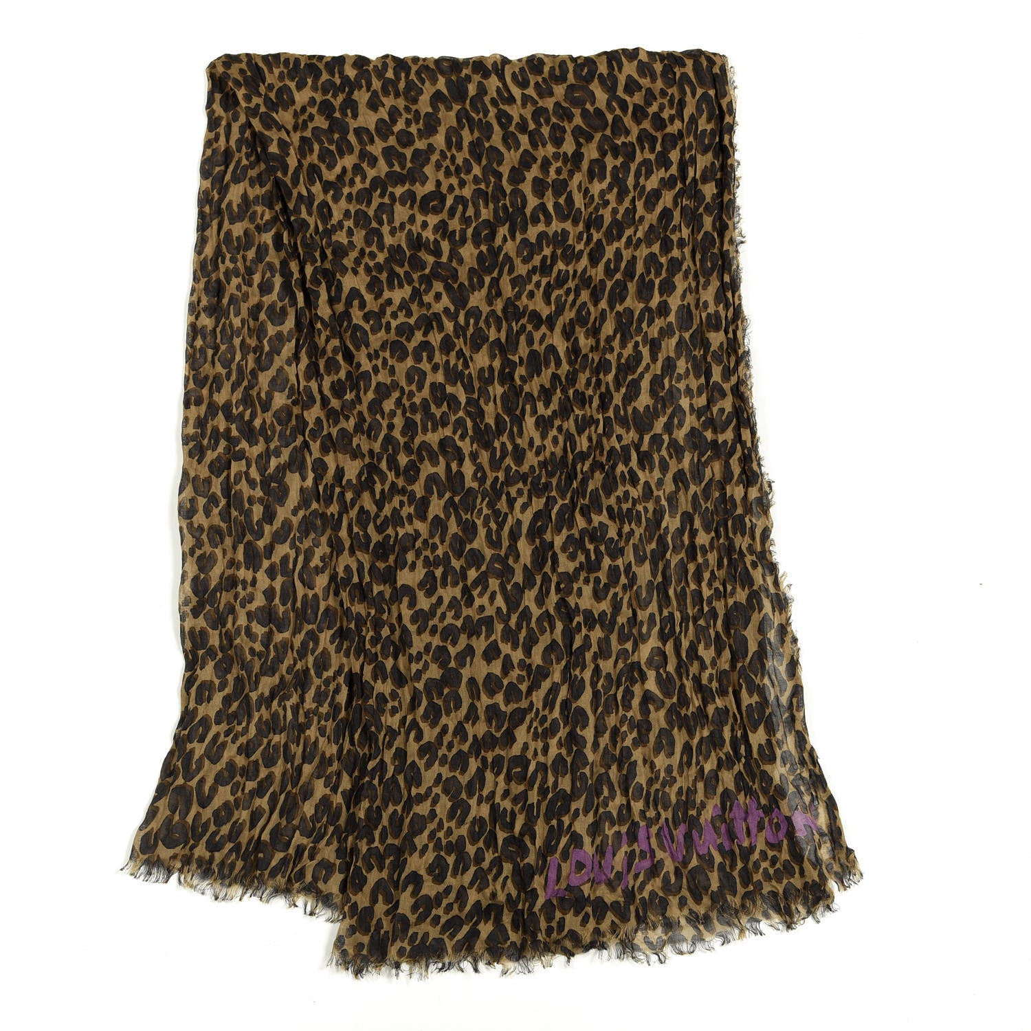 Louis Vuitton Cashmere Silk Leopard Etole Stole Marron 2 of 5