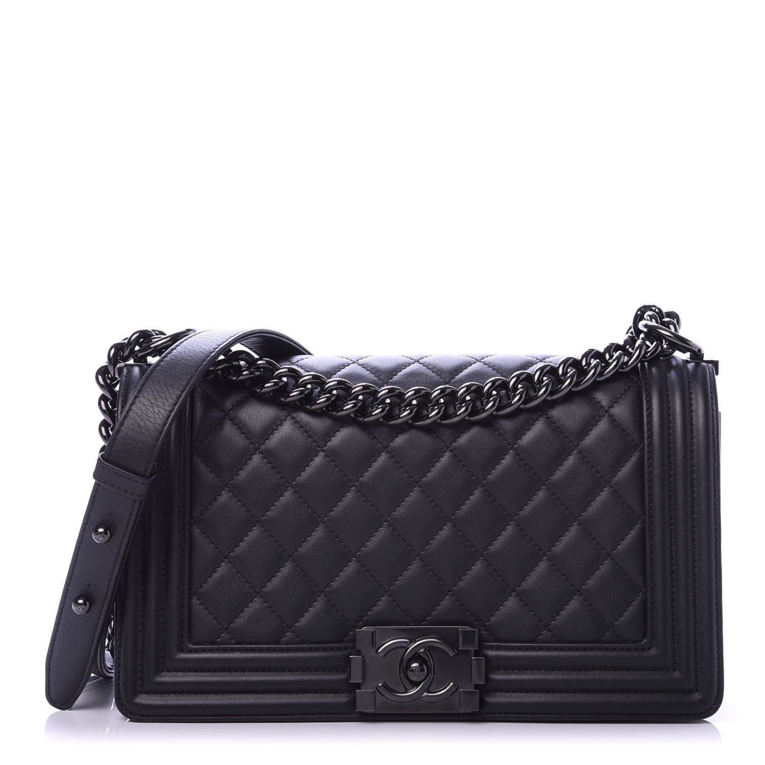 Chanel Calfskin Quilted Medium Boy Flap So Black 1 of 11