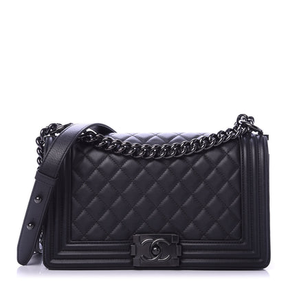 Chanel Calfskin Quilted Medium Boy Flap So Black 1 of 11