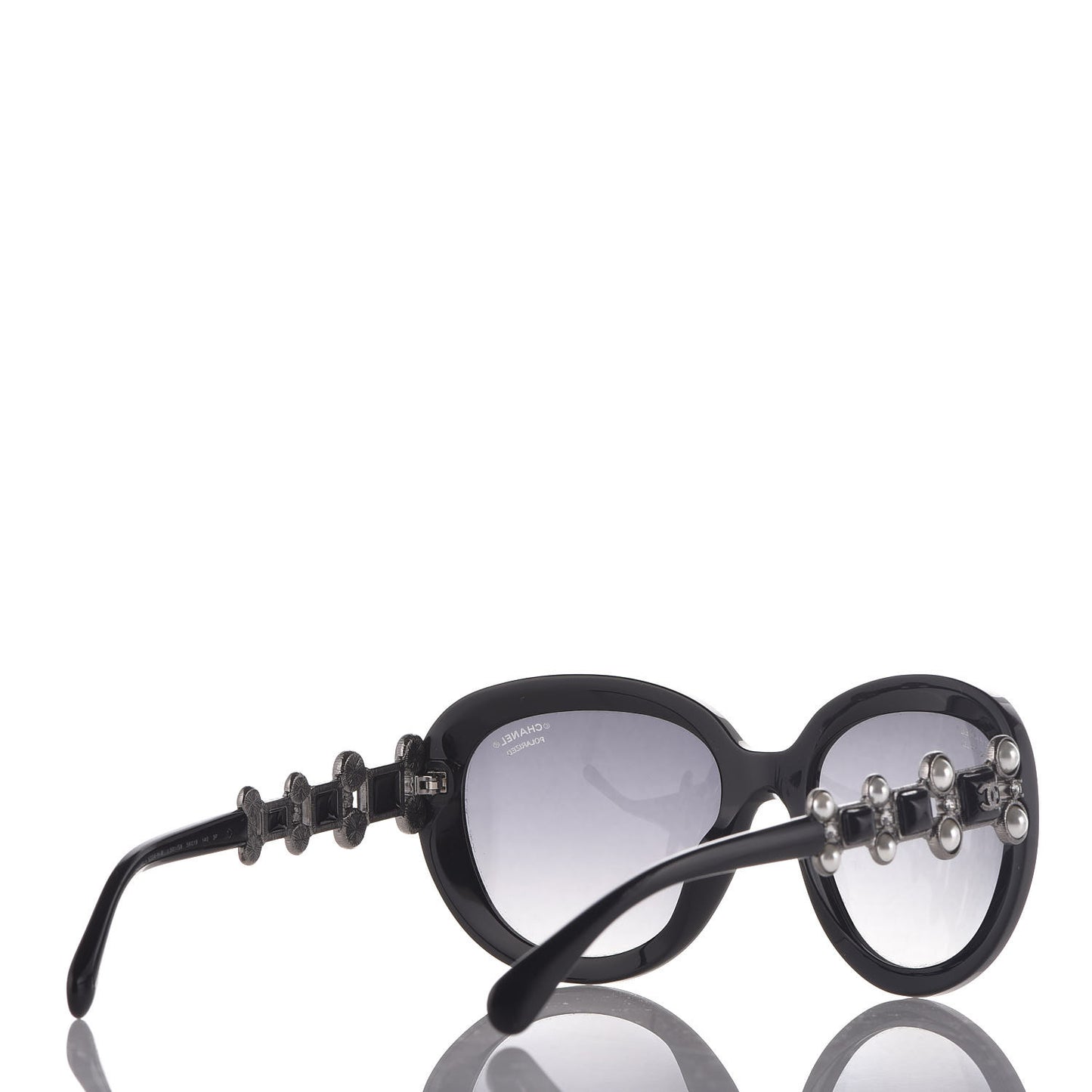Pearl Crystal Bijoux Polarized Sunglasses 5334-H-B Black