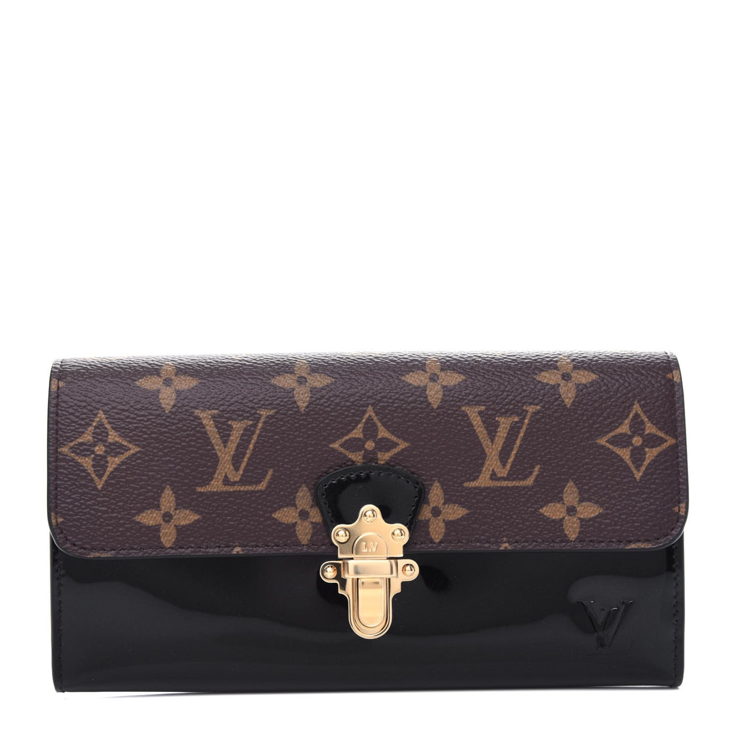 Patent Calfskin Monogram Cherrywood Wallet Black