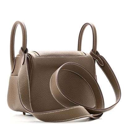 Hermes Taurillon Clemence Mini Lindy 20 Etoupe 3 of 11