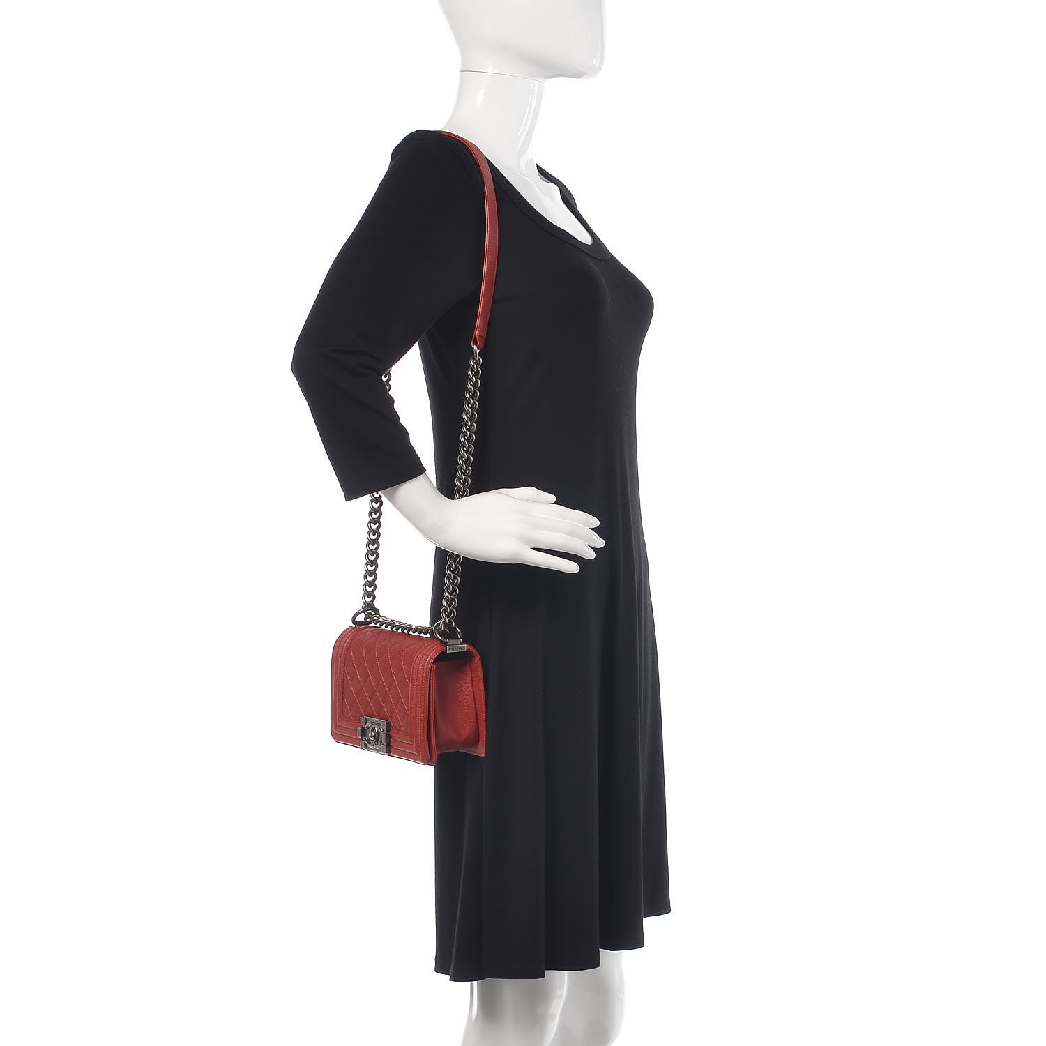 Chanel Caviar Quilted Small Boy Flap Dark Red 2 of 12