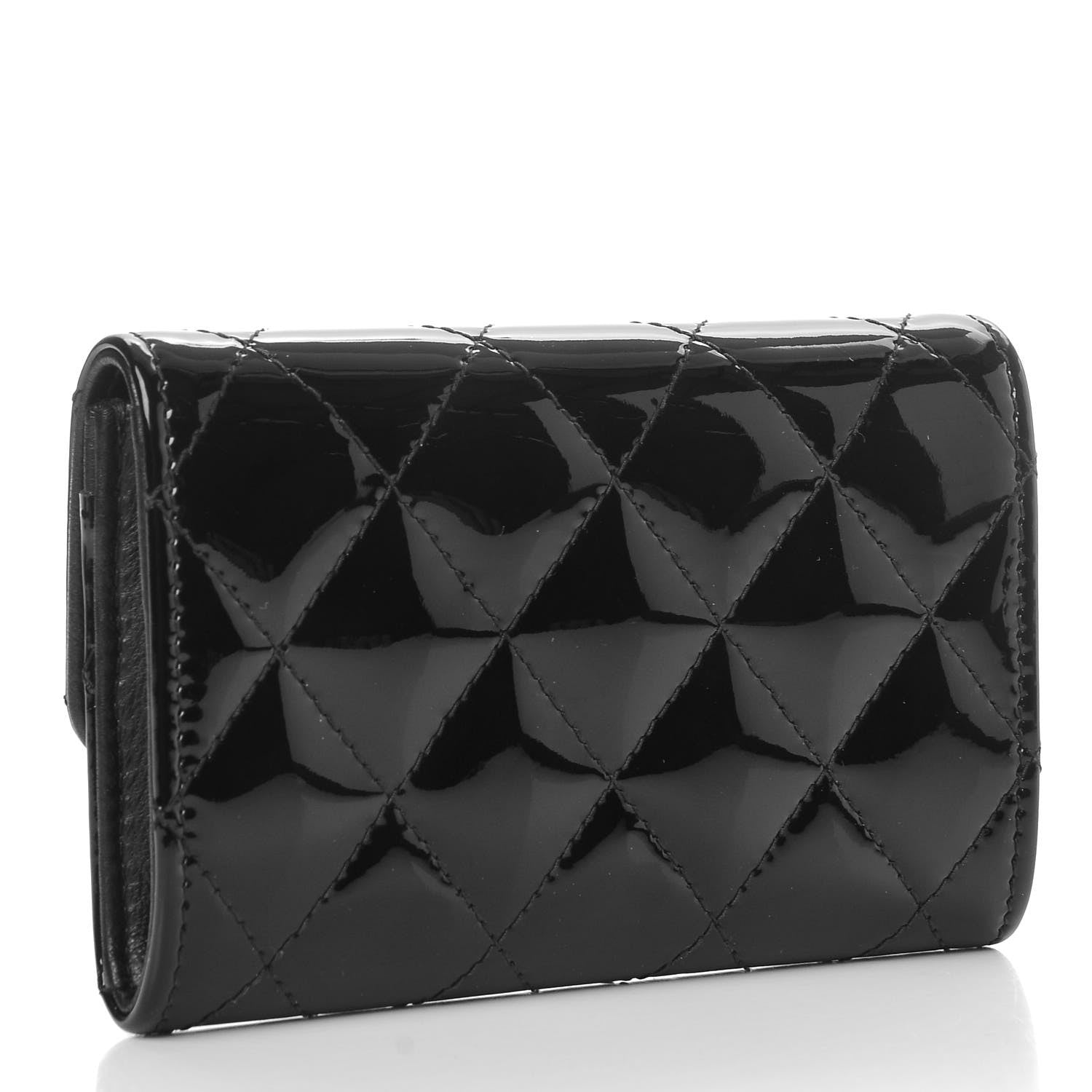 Chanel Patent Quilted Flap Card Holder Black 3 of 9