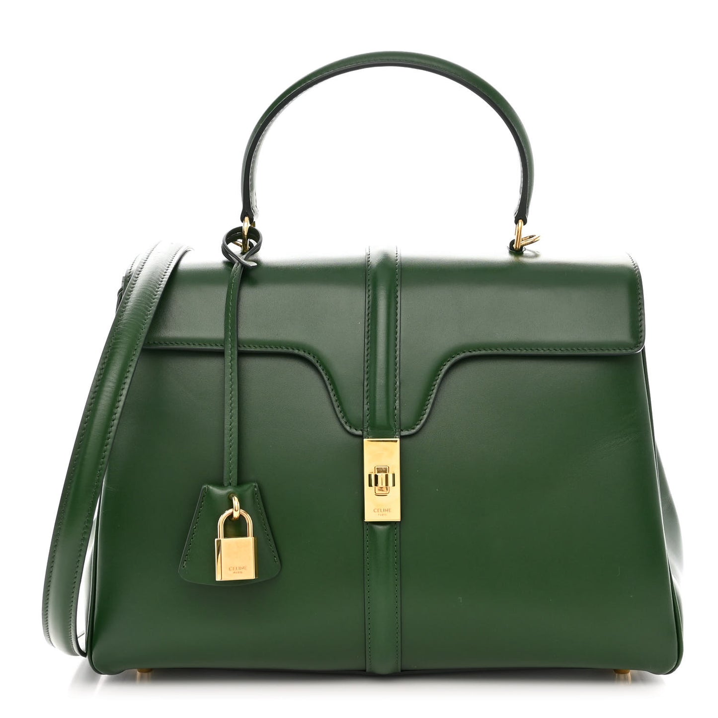 Satinated Calfskin Medium 16 Top Handle Bag Forest