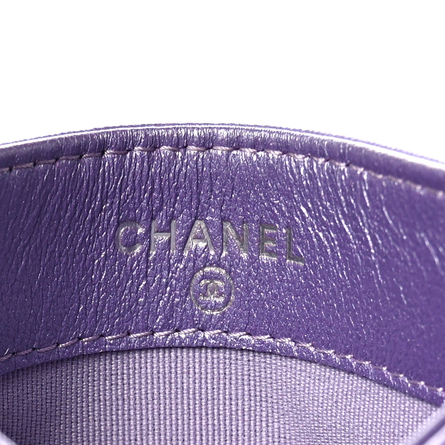 Chanel Metallic Lambskin Quilted Card Holder Light Purple 9 of 10