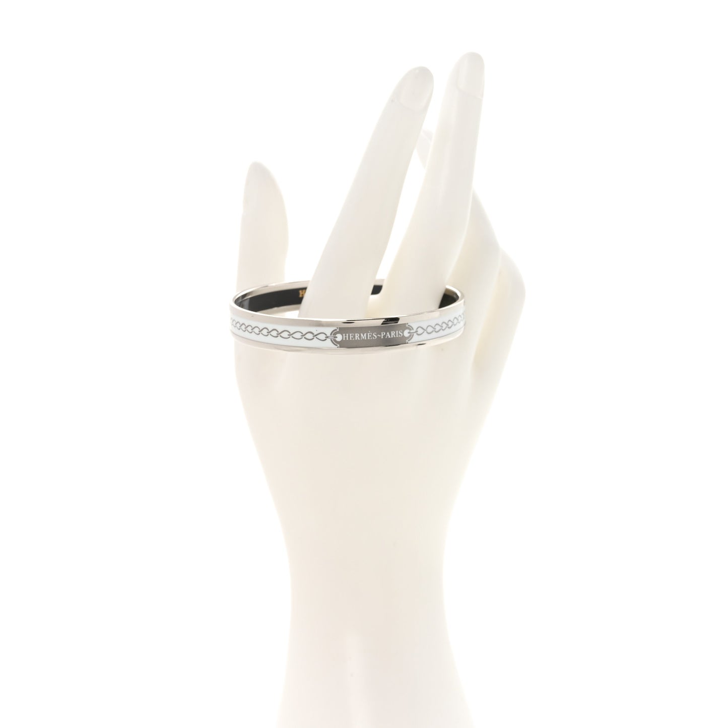 Enamel Printed Narrow L'Arrier Main Bracelet 65 Gris Platine White