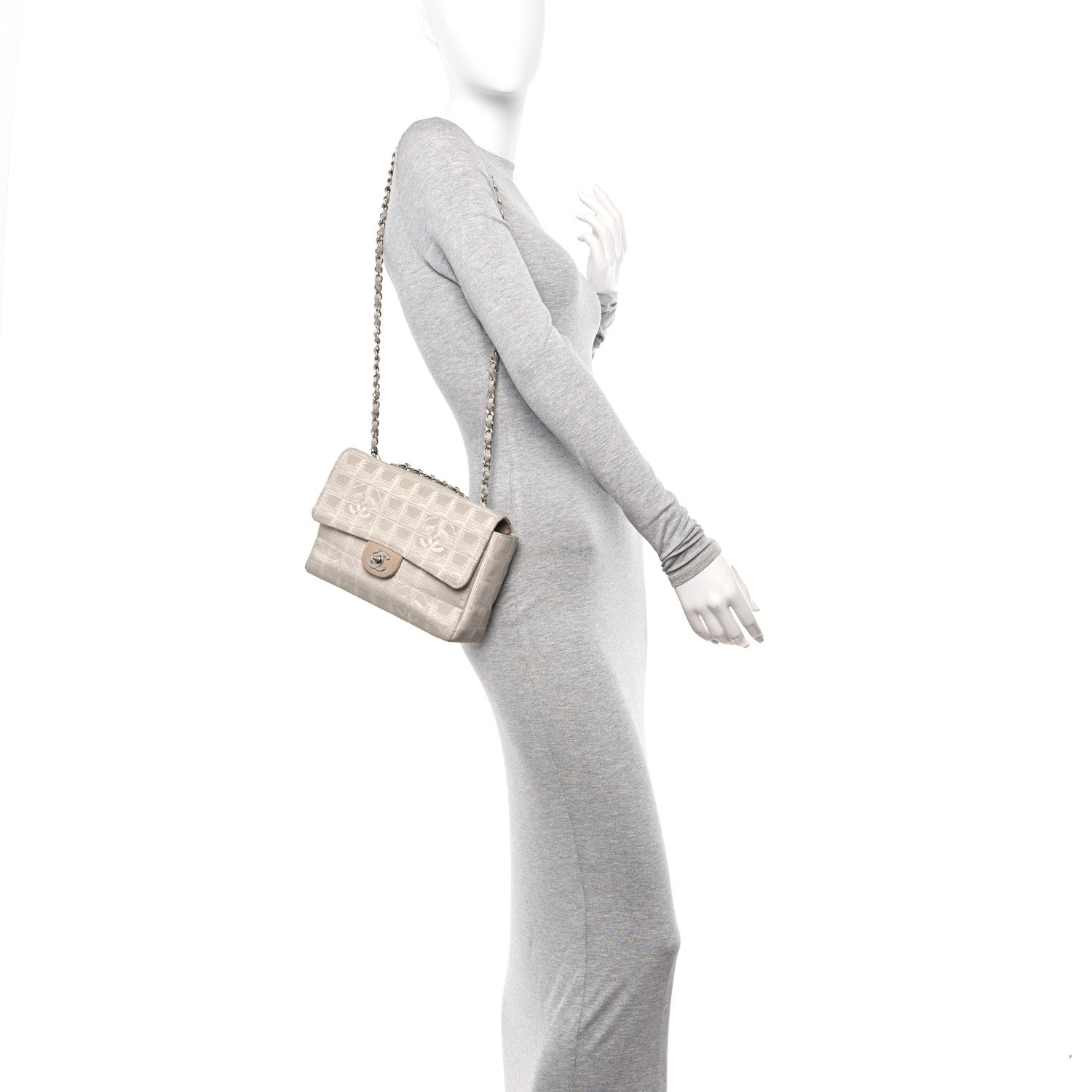 Chanel Nylon Medium Travel Flap Light Beige 2 of 14