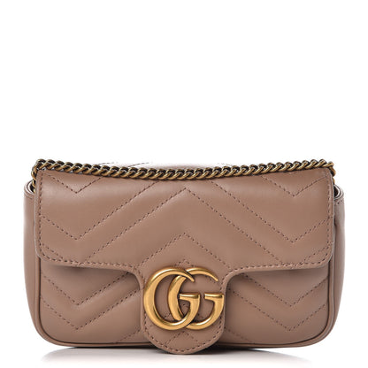 Gucci Calfskin Matelasse Super Mini GG Marmont Shoulder Bag Porcelain Rose 1 of 12