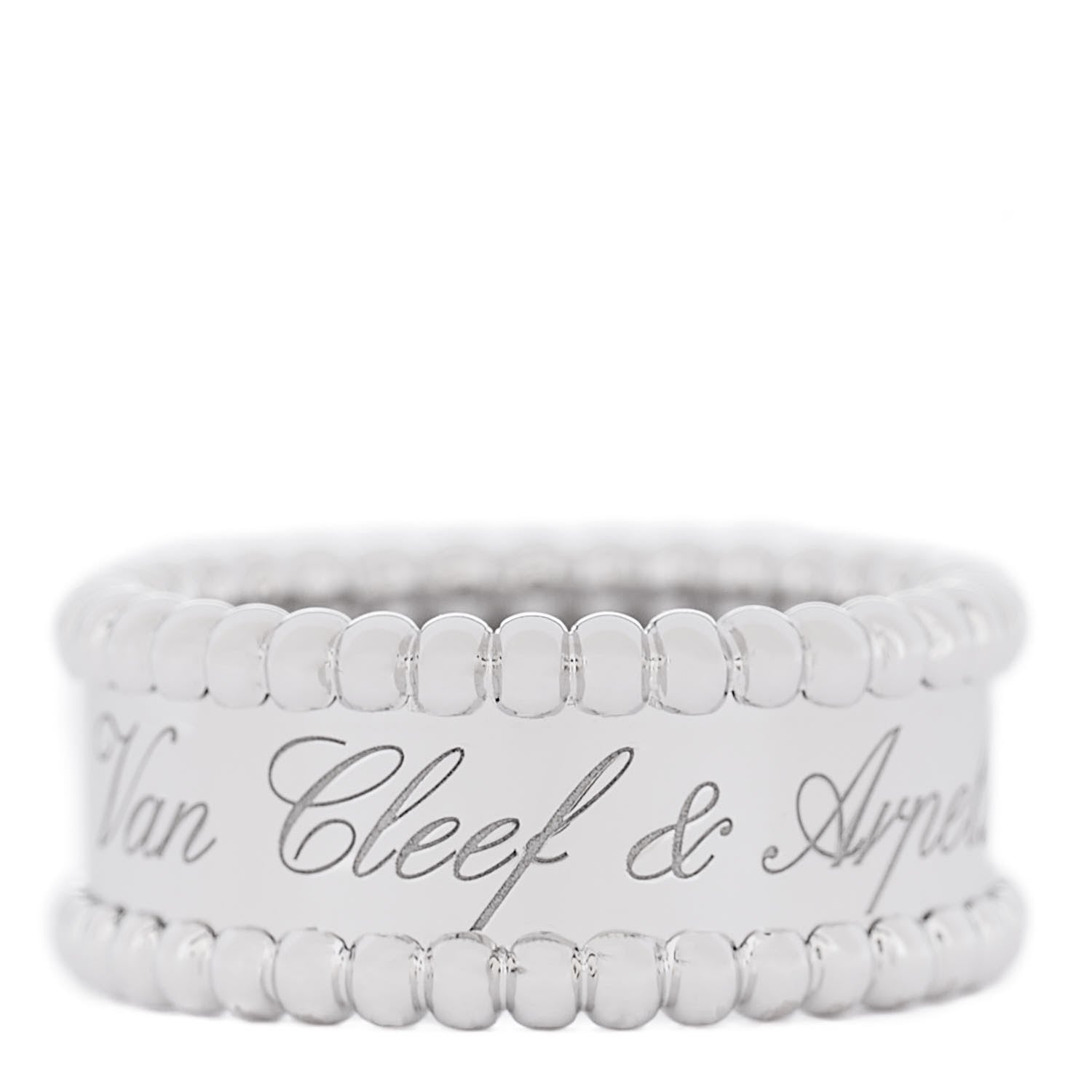Van Cleef & Arpels 18K White Gold Perlee Signature Ring 47 4.25 1 of 6