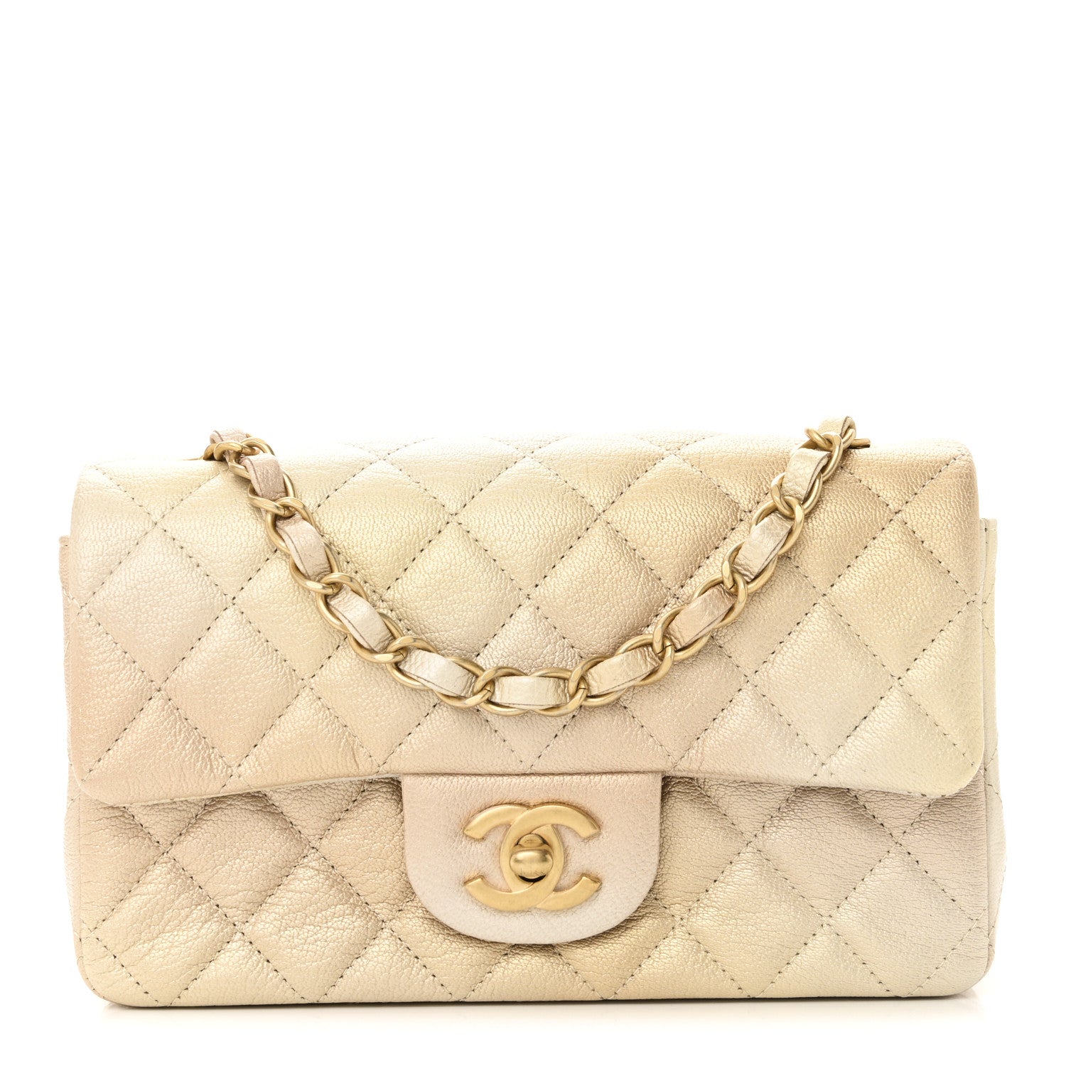 Chanel Metallic Goatskin Quilted Mini Rectangular Flap Gold 1 of 11