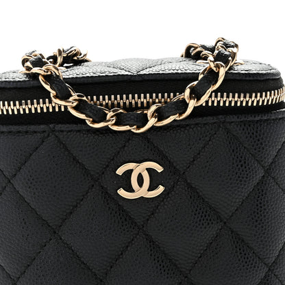 Chanel Caviar Quilted Small Vertical Coco Beauty Vanity Case With Chain Black 8 of 11