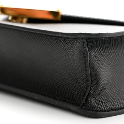 Prada Saffiano Lux Metal Triangle Logo Mini Envelope Chain Shoulder Bag Black 10 of 10