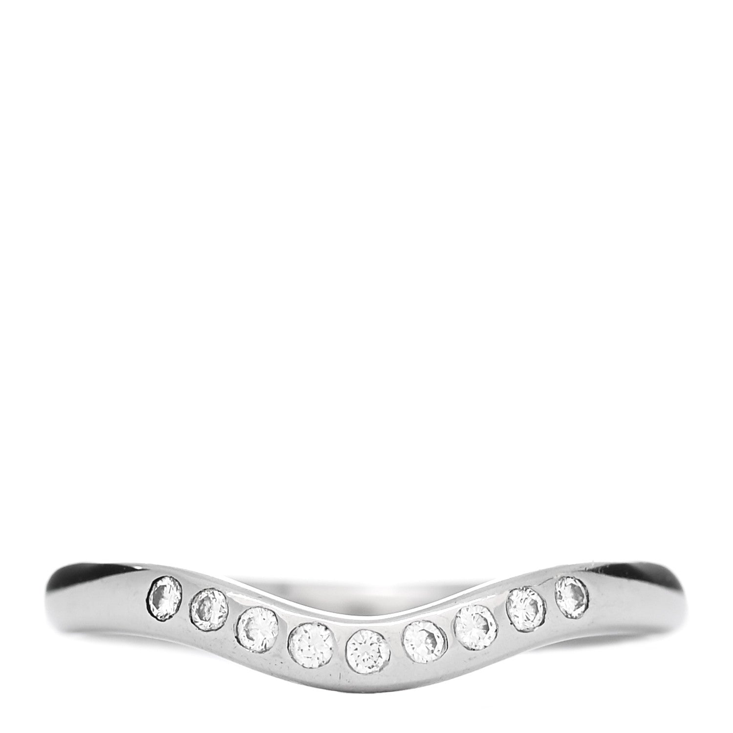 Tiffany Platinum Diamond Elsa Peretti Curved Wedding Band Ring 45 3.25 1 of 5