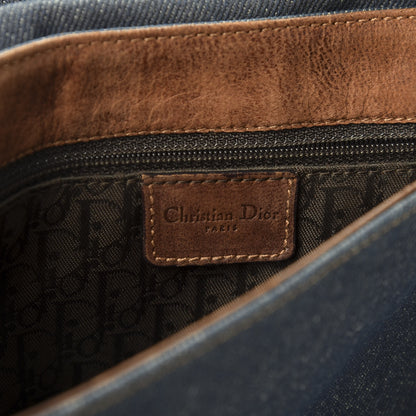 Christian Dior Denim Calfskin Street Chic Messenger Blue Brown 7 of 9