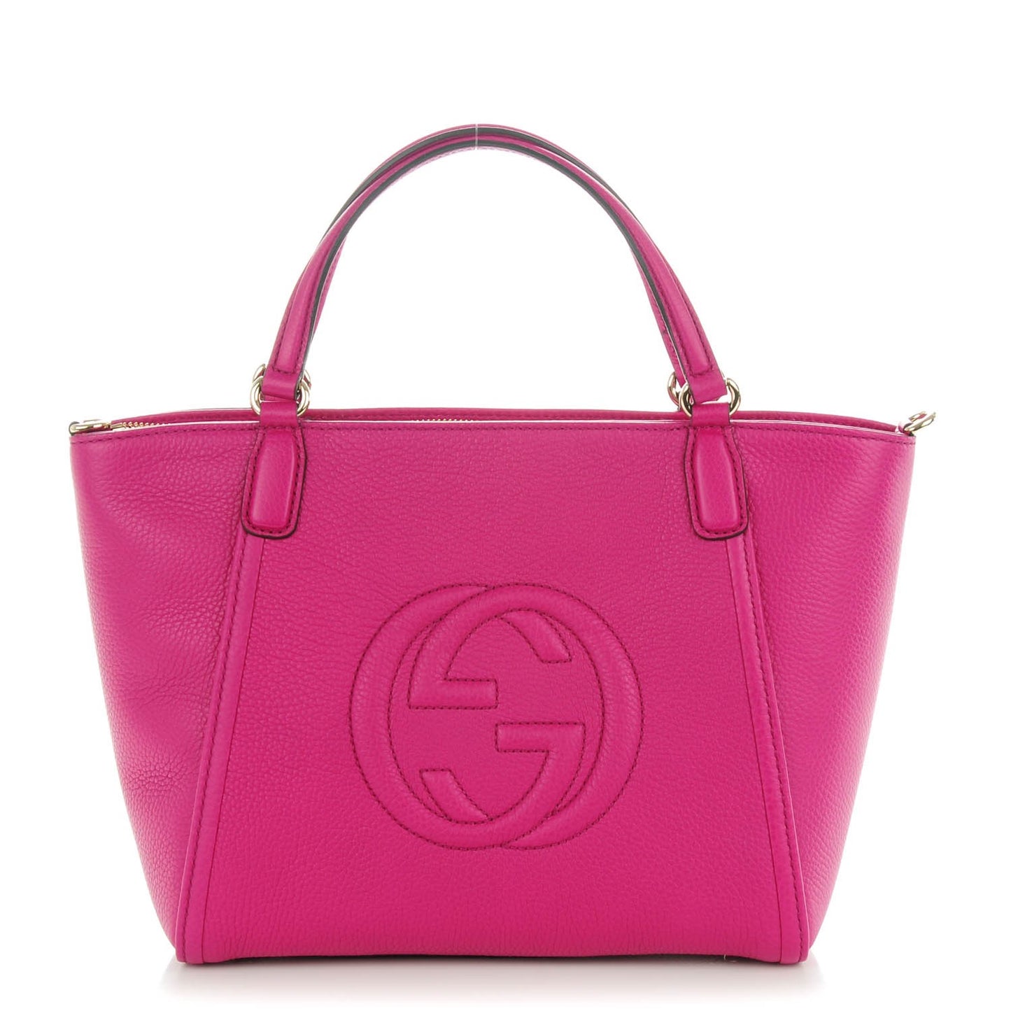 Pebbled Calfskin Small Soho Top Handle Bag Bright Bougainvillea