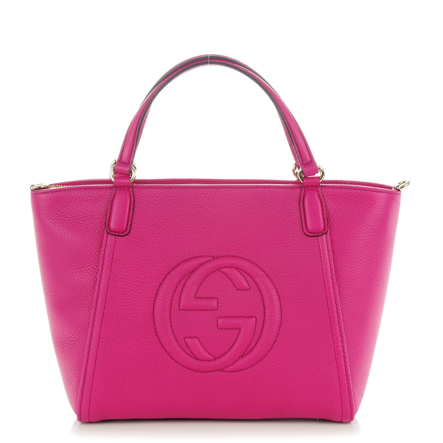 Gucci Pebbled Calfskin Small Soho Top Handle Bag Bright Bougainvillea 1 of 7