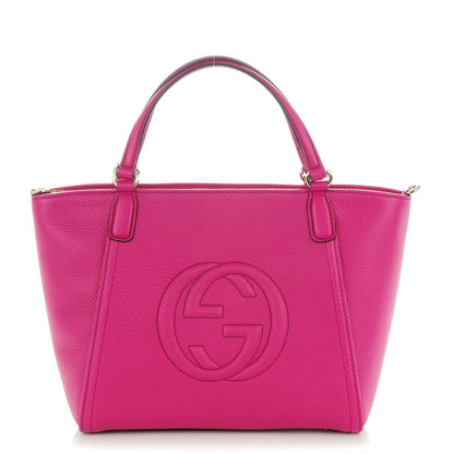 Gucci Pebbled Calfskin Small Soho Top Handle Bag Bright Bougainvillea 1 of 7