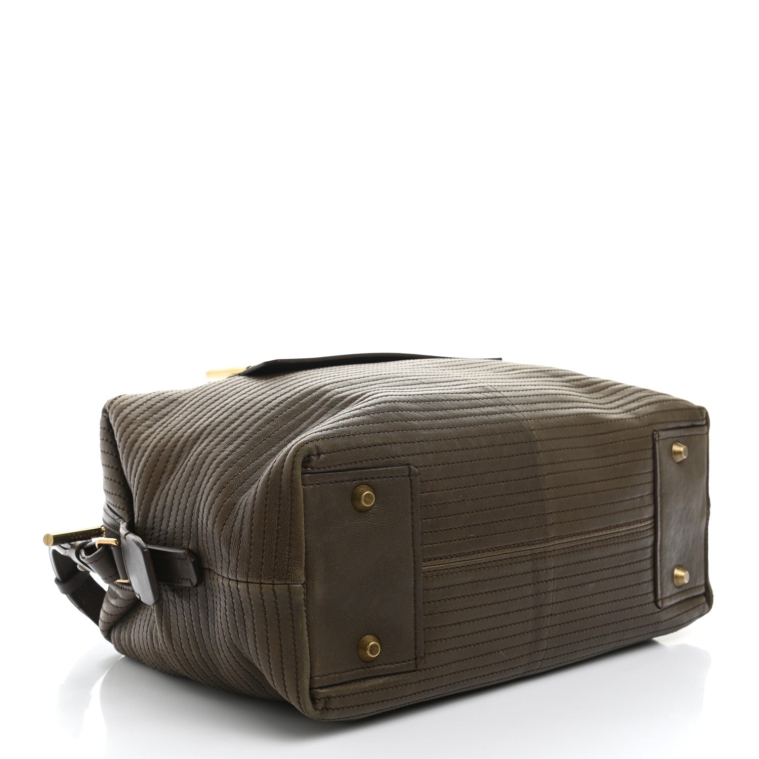 Lanvin Lambskin Stitched Padam Bowling Satchel Brown 4 of 14