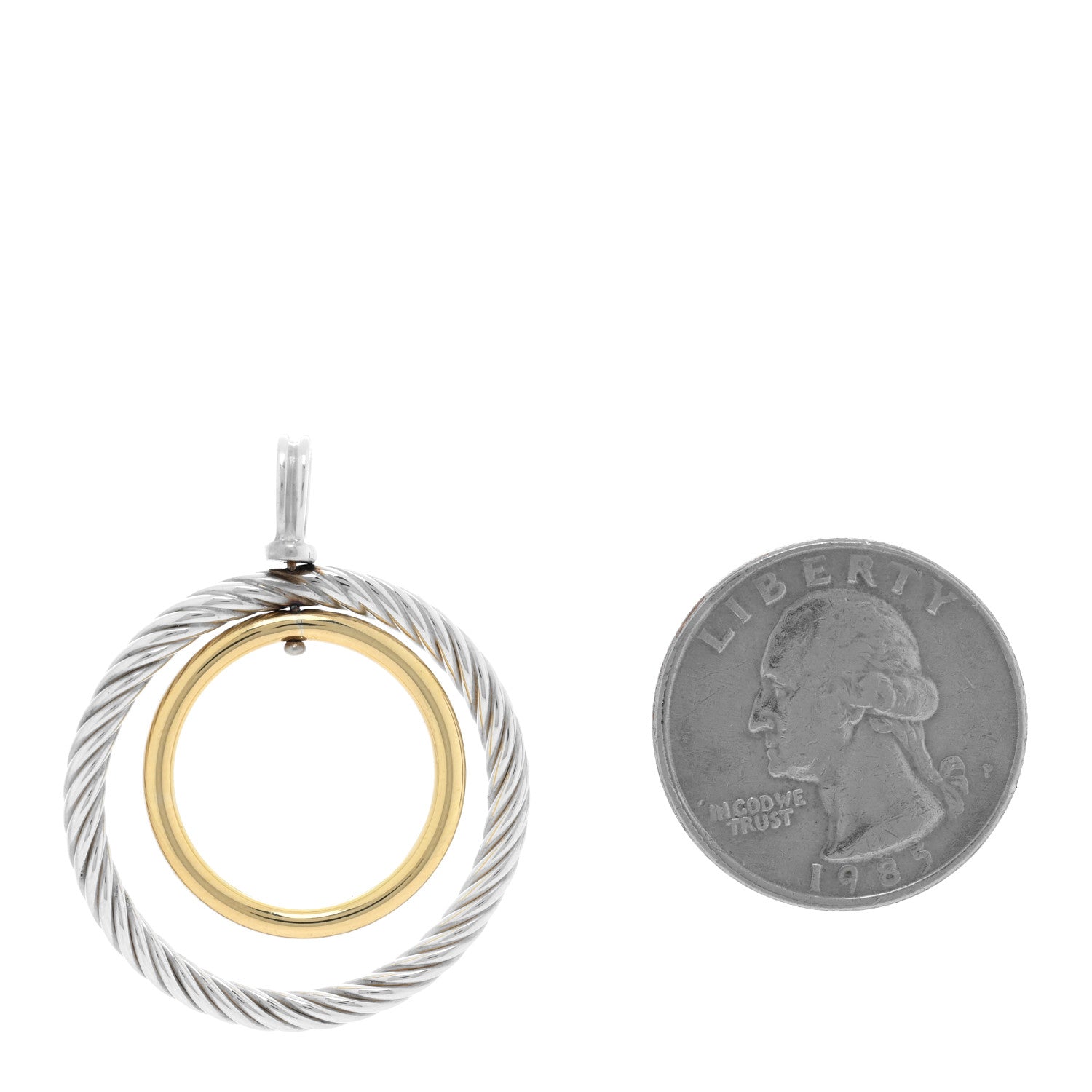 David Yurman Sterling Silver 18K Yellow Gold Mobile Circle Pendant 2 of 3