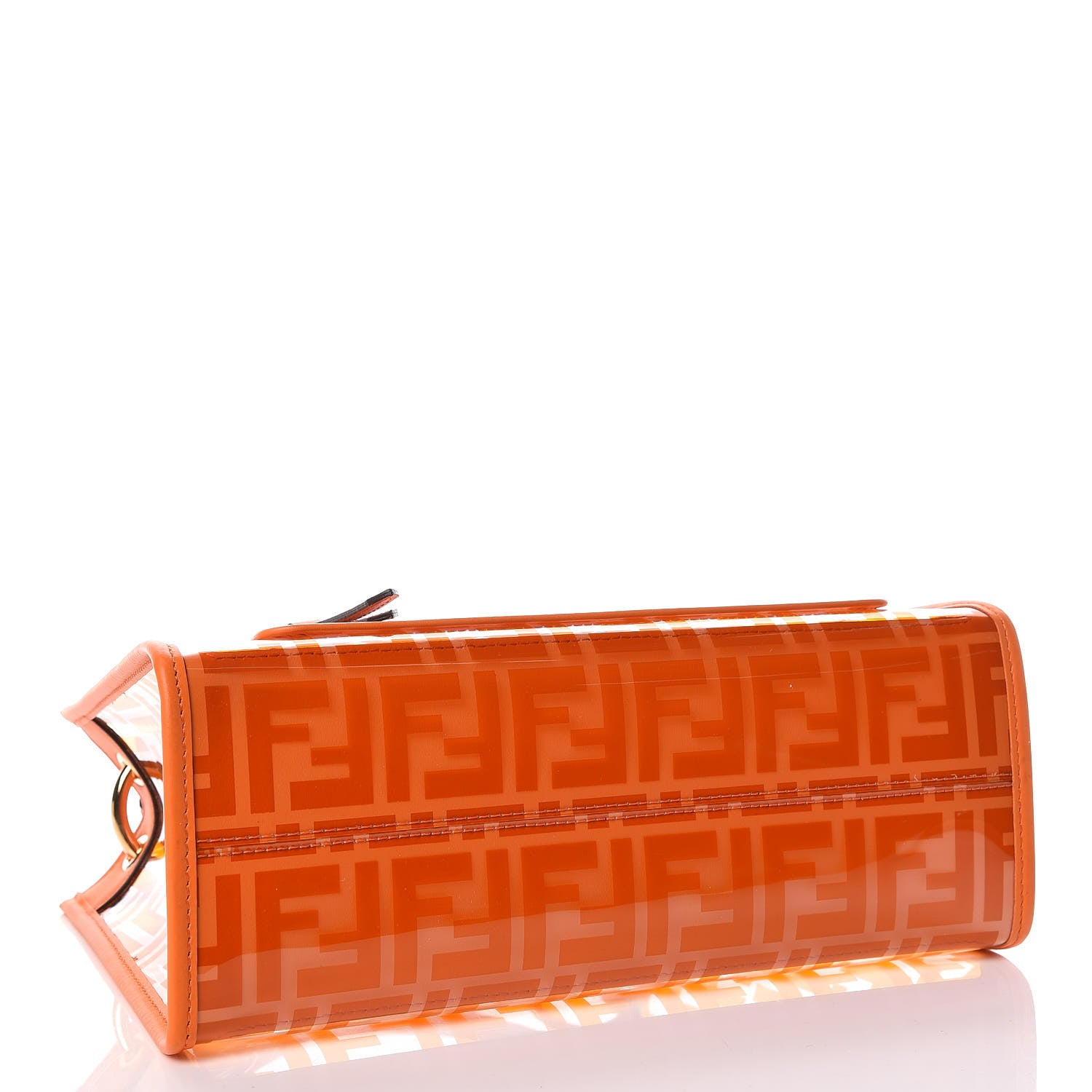 Fendi TPU FF Vitello Century Plexiglass Small Runaway Shopper Tote Aranciata 4 of 10